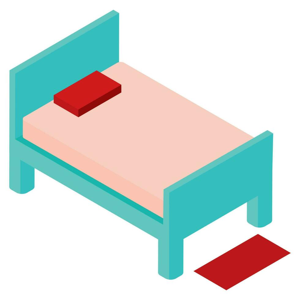 vector illustratie van houten bruin bed element in isometrische stijl.