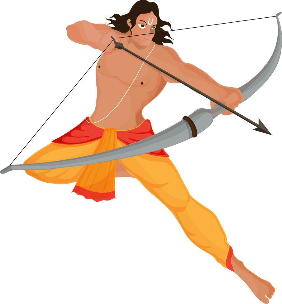 heer rama nemen doel met boog, dussehra concept. vector