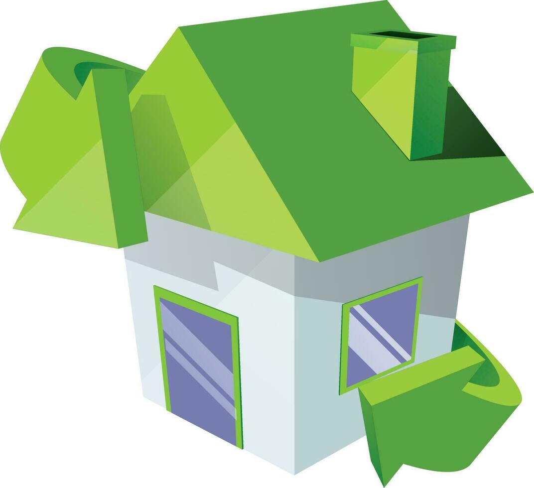 3d hut met groen pijl, ecologie symbool. vector