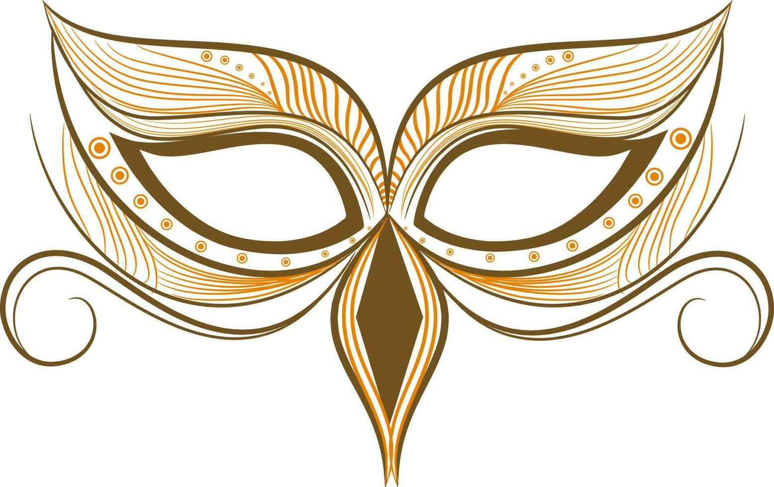 elegant oranje en bruin carnaval masker ontwerp. vector