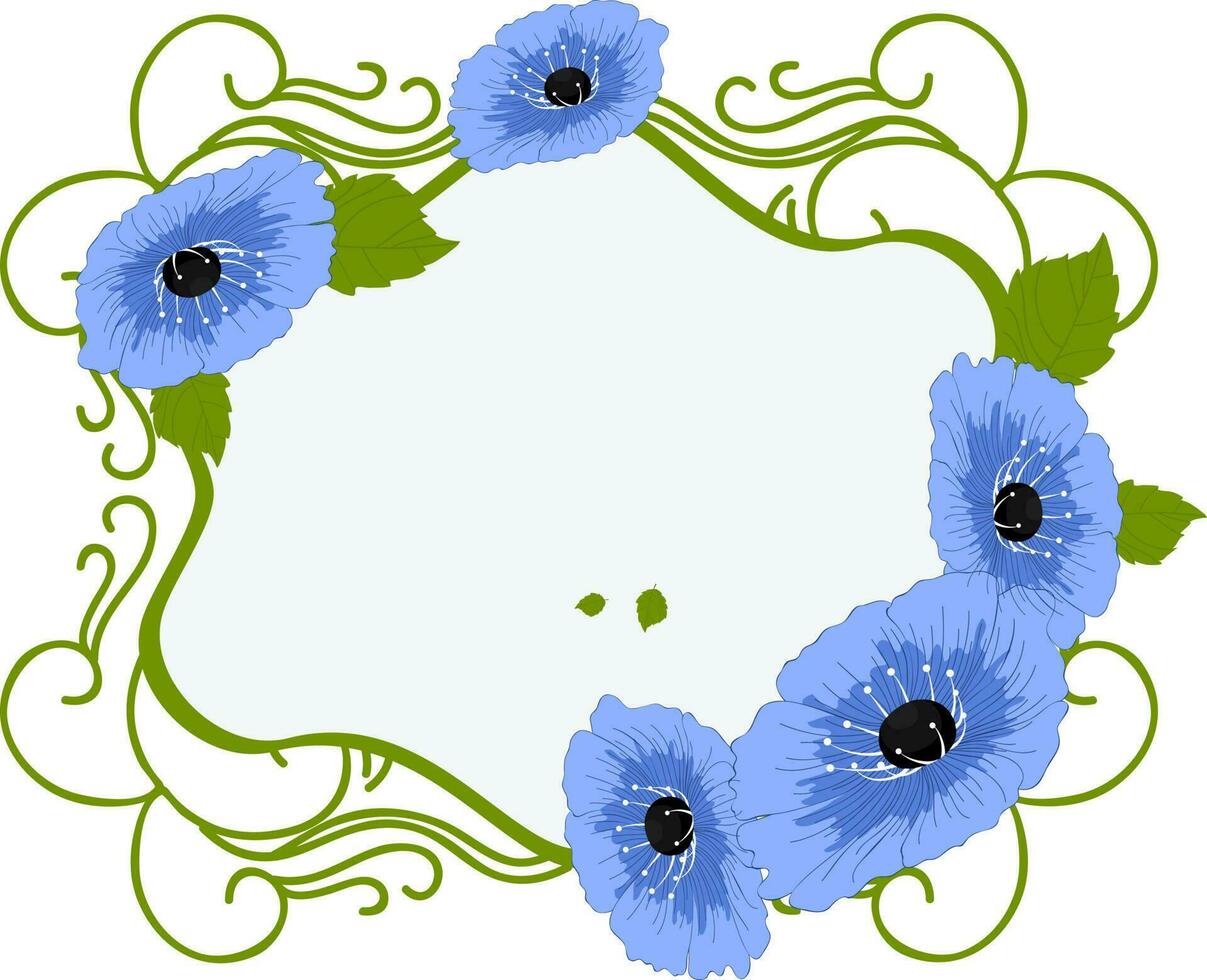 blauw en groen bloemen kader illustratie. vector