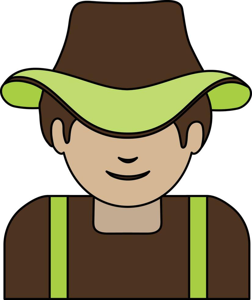 karakter van Mens in boer met vervelend hoed in stoken stijl. vector