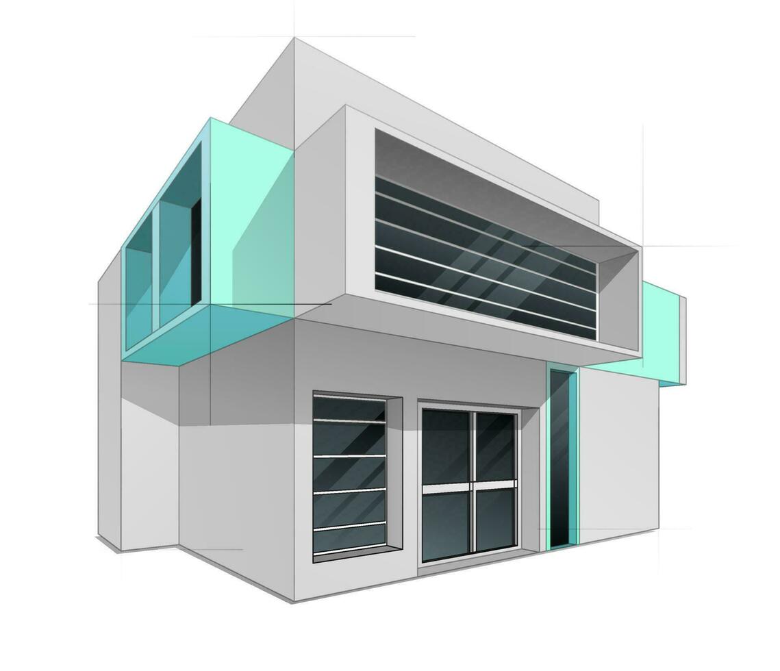 3d isometrische illustratie van een gebouw. vector