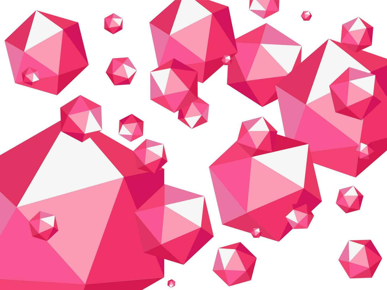 3d roze veelhoekige abstract elementen. vector