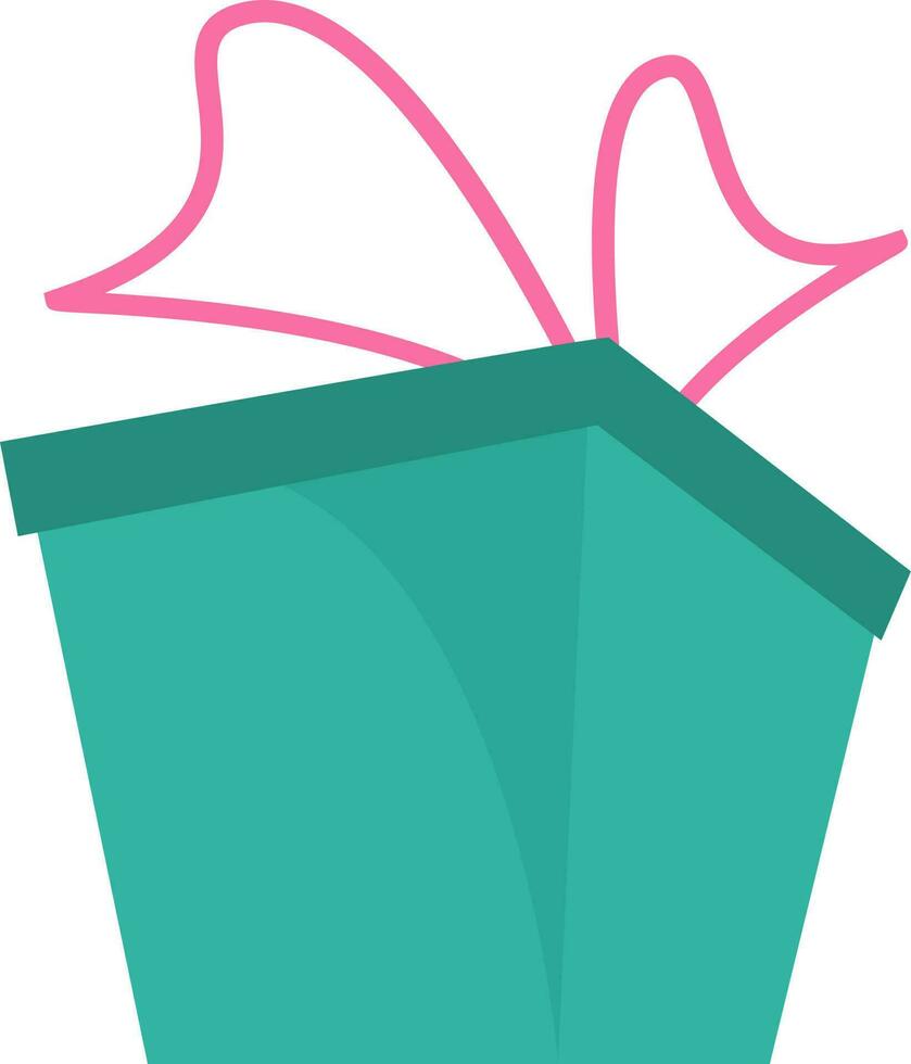 3d illustratie van groen geschenk doos met roze lintje. vector