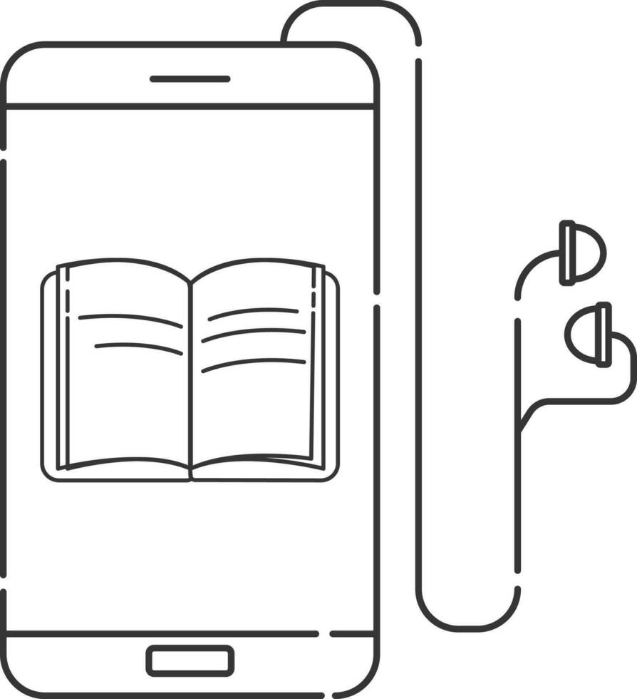 vector illustratie van audio boek in smartphone icoon.