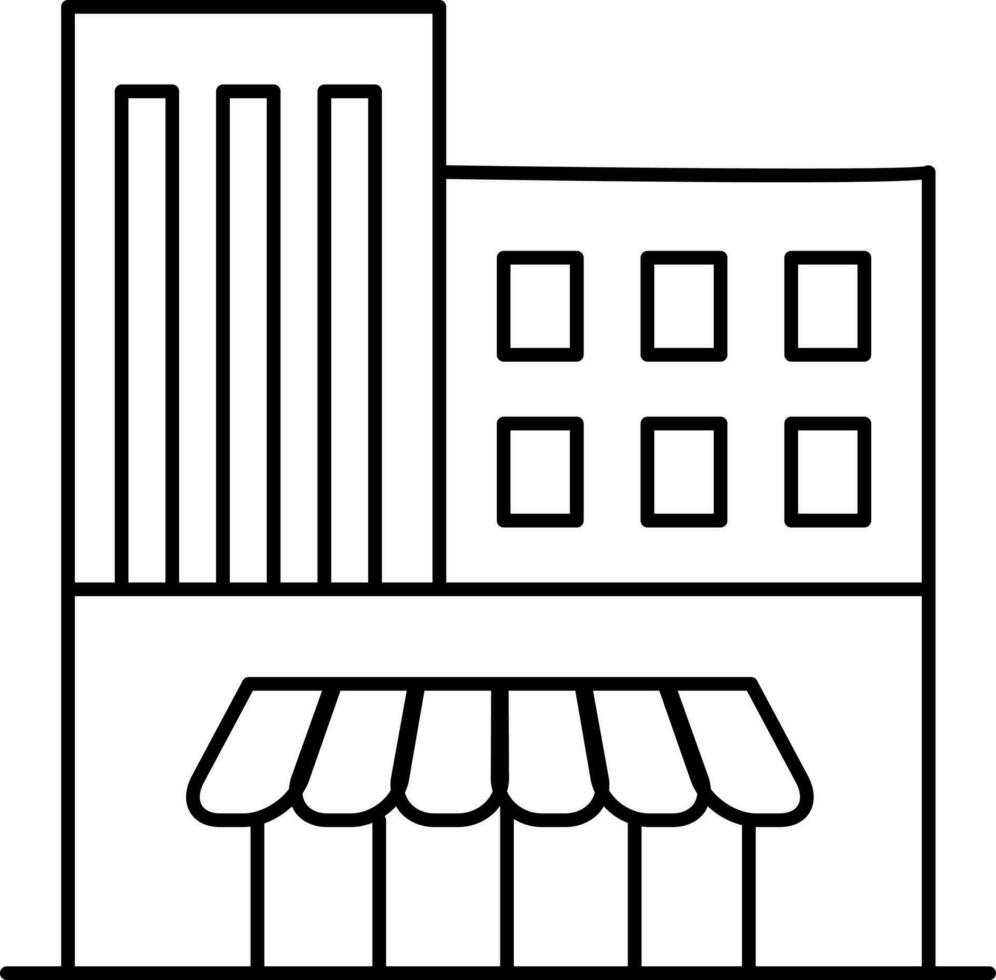 structuur van winkel gebouw in zwart lijn kunst. vector