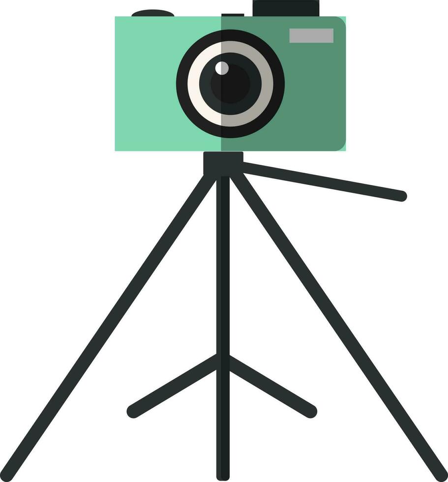 camera Aan statief. groen en zwart illustratie. vector