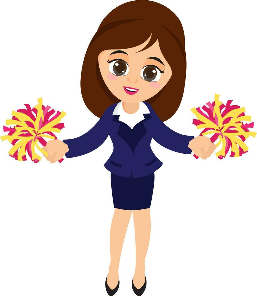 bedrijf vrouw Holding pom pom. vector