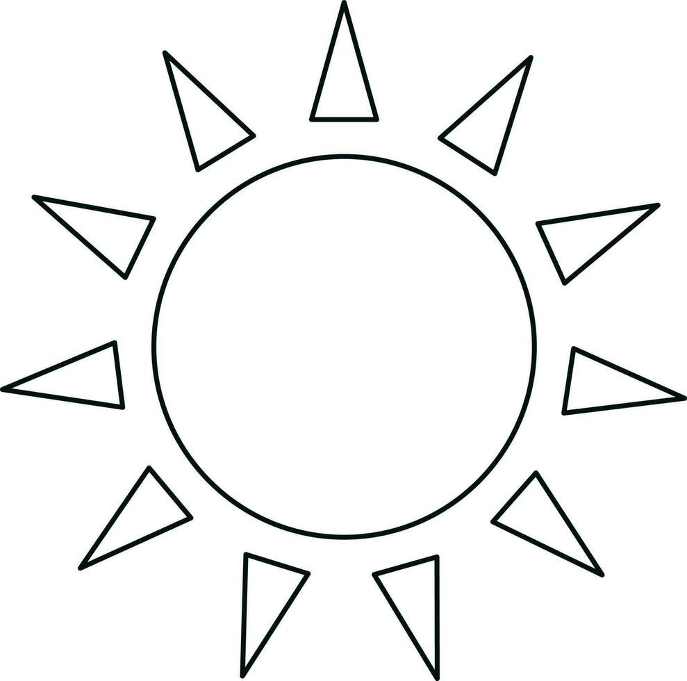 illustratie van een zwart lijn kunst zon. vector