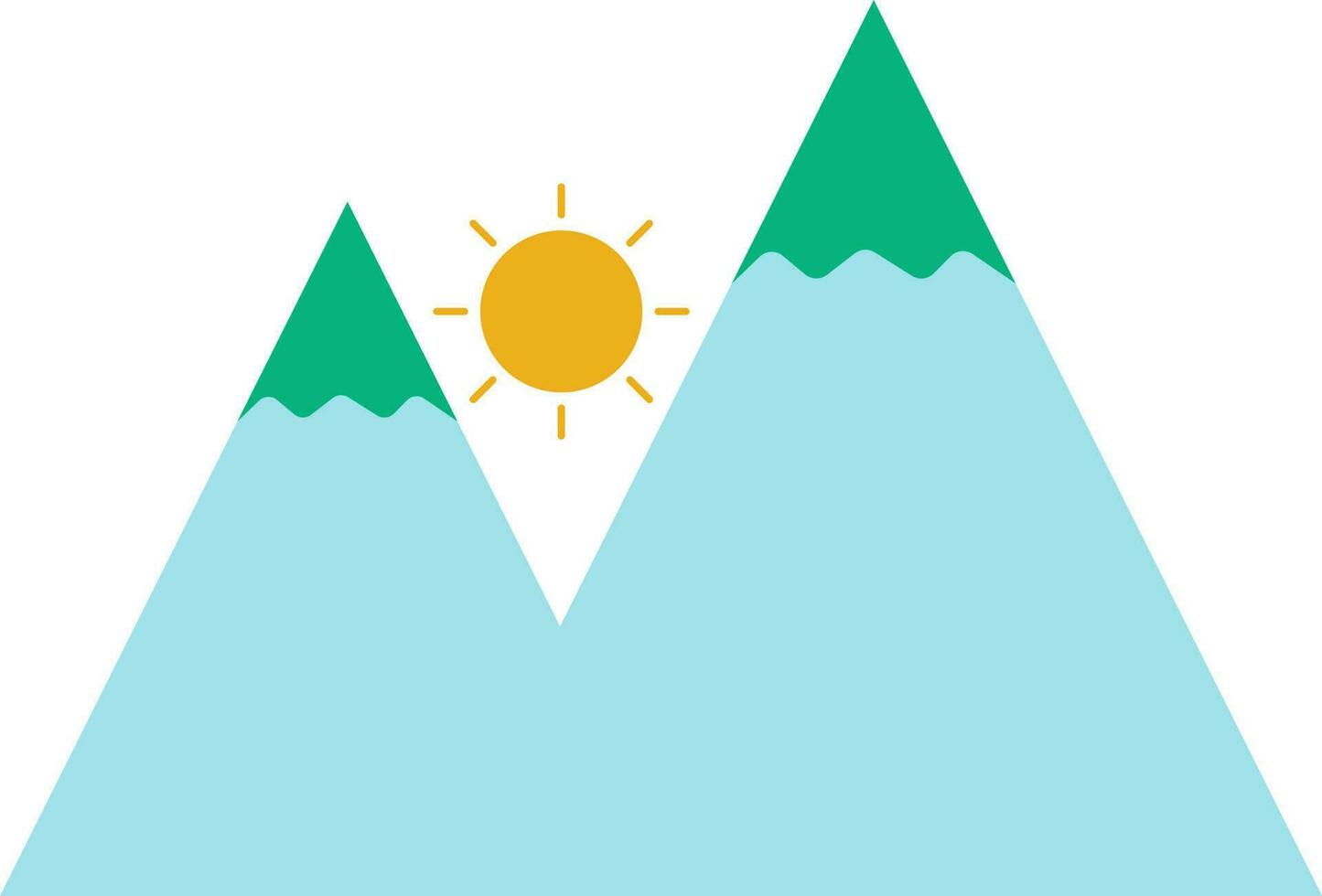 vlak stijl bergen berg met zon. vector