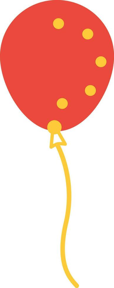 geel dots versierd rood ballon vliegen. vector