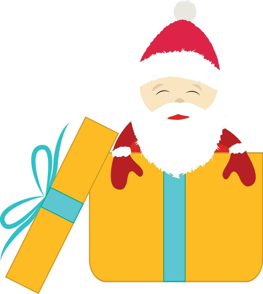 de kerstman claus in geel geschenk doos. vector