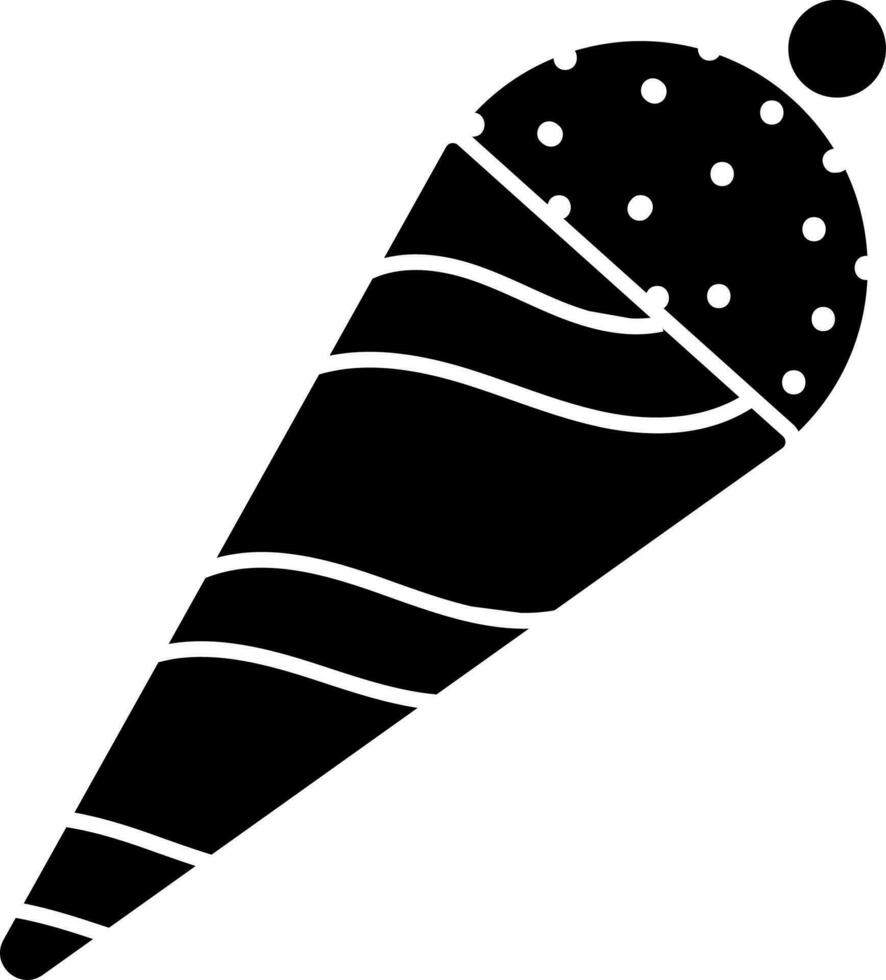 zwart en wit ijs room ijshoorntje icoon in vlak stijl. vector