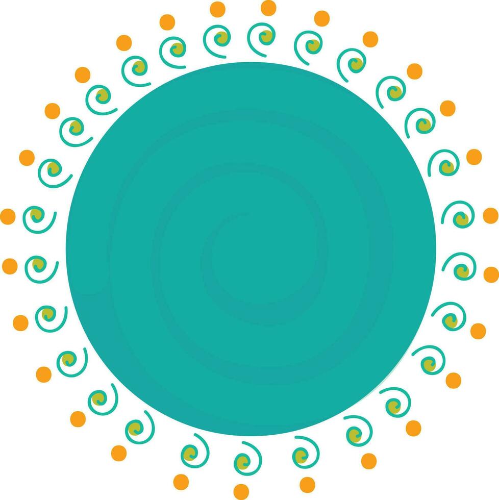 blauw en oranje blanco versierd cirkel ontwerp. vector