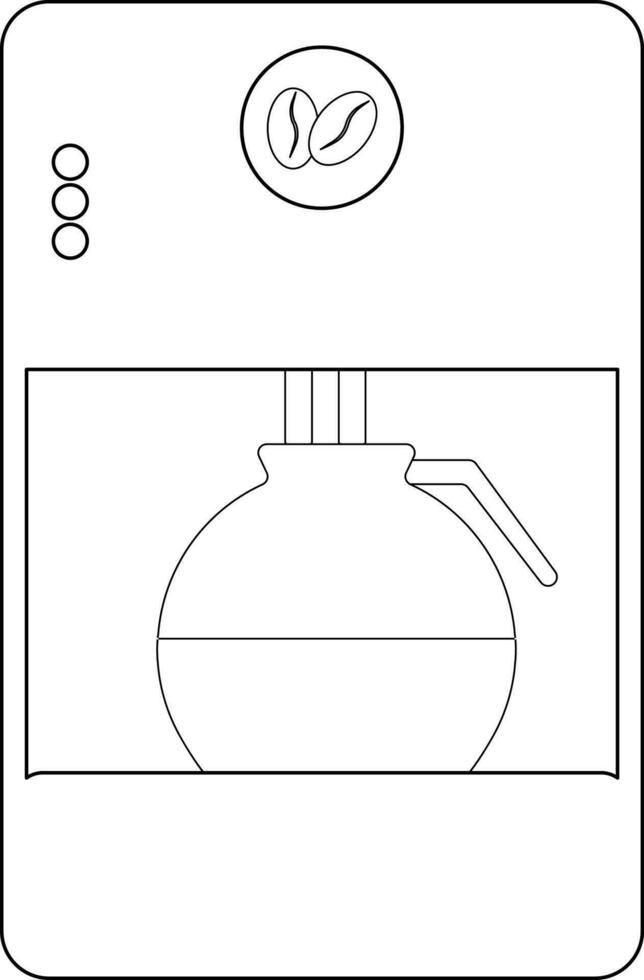 koffie machine met pot in lijn kunst illustratie. vector