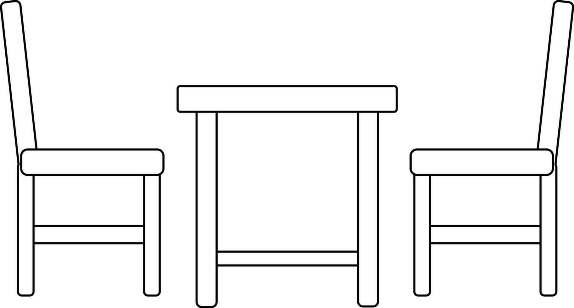 zwart lijn kunst illustratie van tafel met stoelen icoon. vector