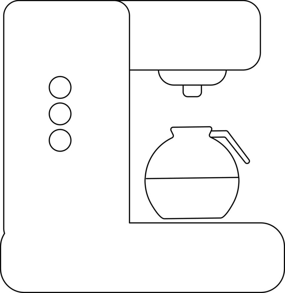 illustratie van koffie machine met pot in zwart lijn kunst. vector