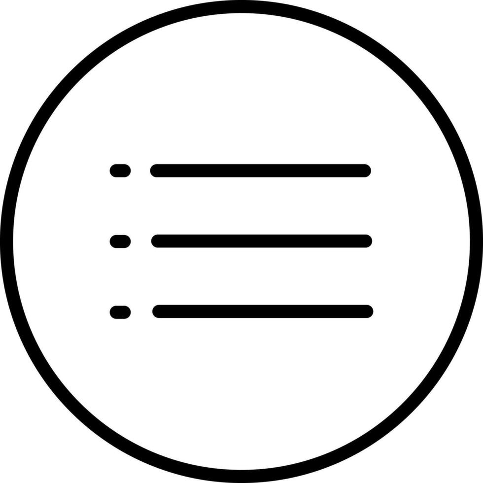 zwart lijn kunst illustratie van kogel lijst knop icoon. vector