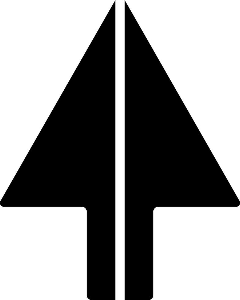 zwart en wit illustratie van Rechtdoor of omhoog pijl icoon. vector