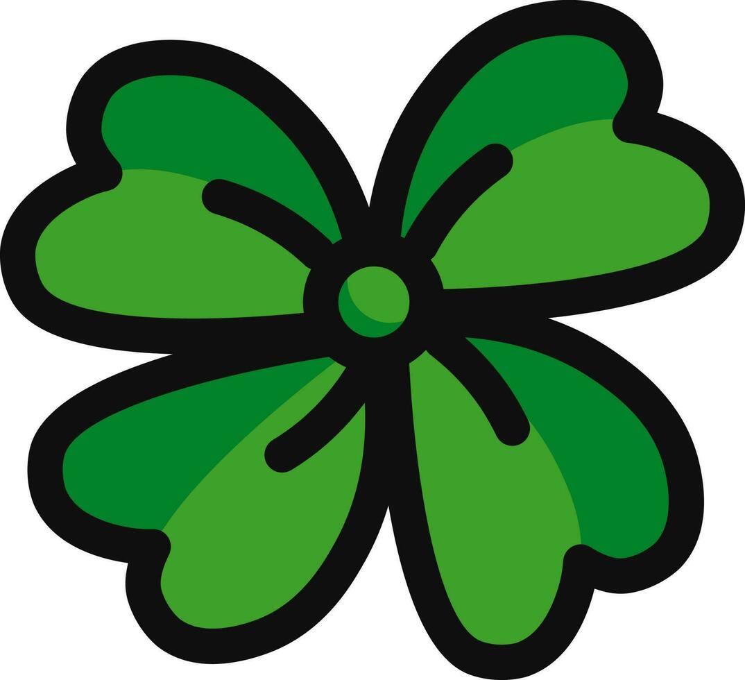 Klaver blad icoon in groen en zwart kleur. vector