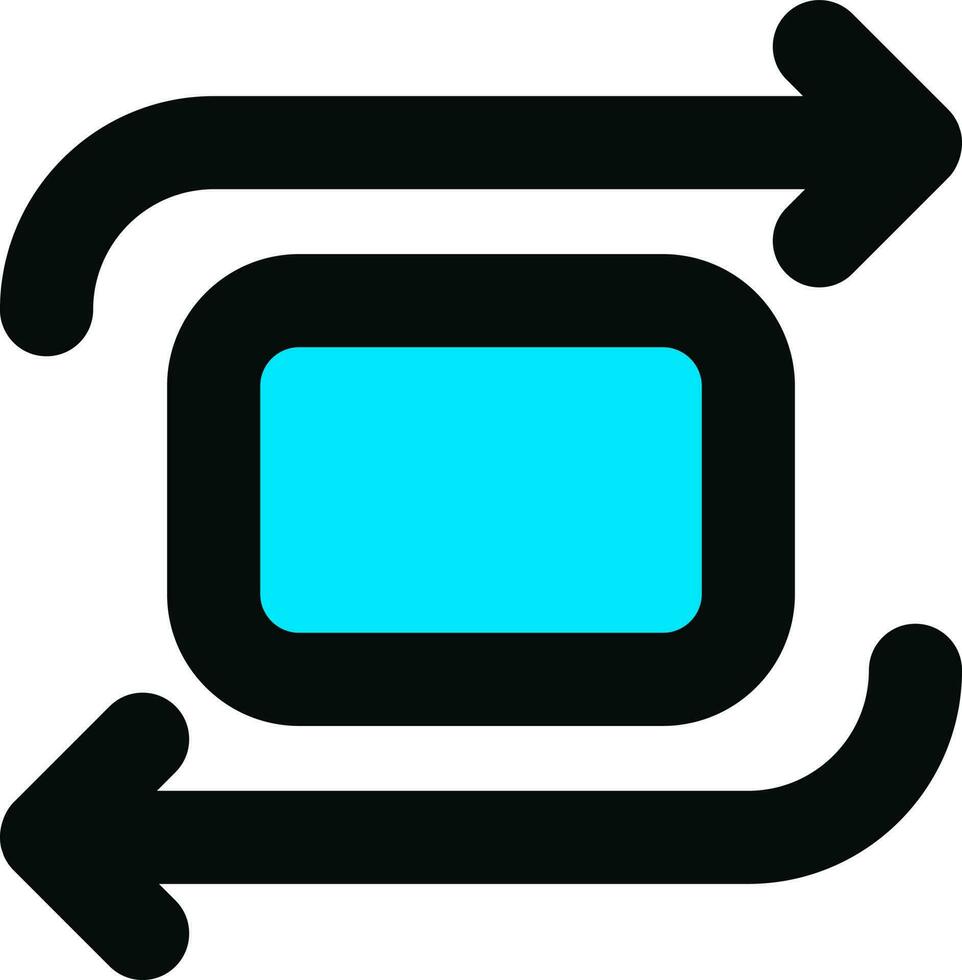 draaien of overdracht icoon in blauw en zwart kleur. vector