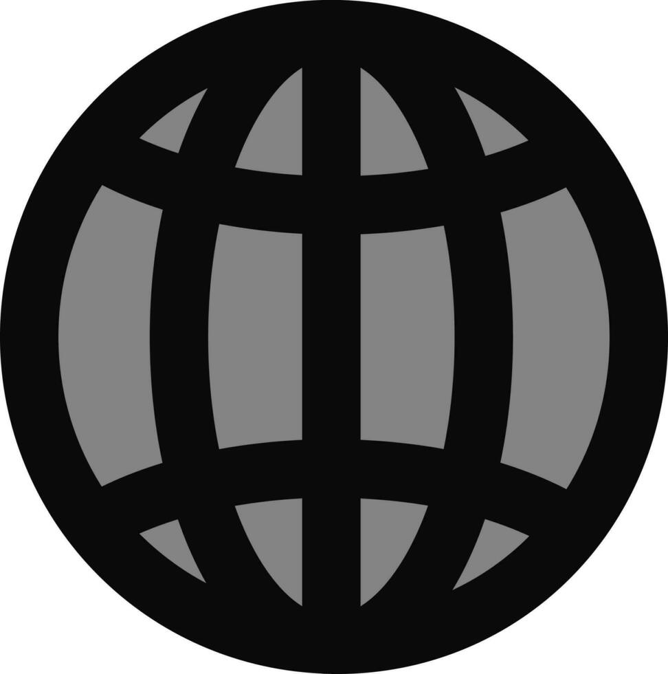 vlak stijl wereldbol icoon in grijs en zwart kleur. vector