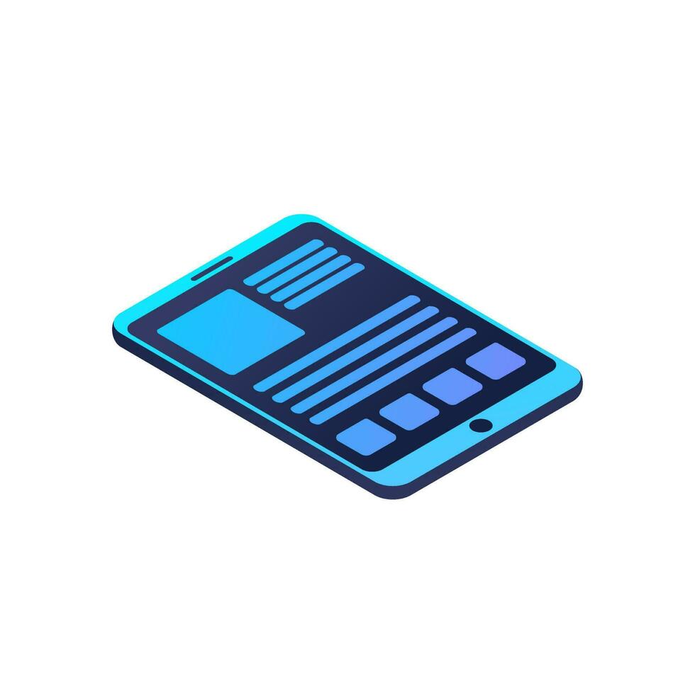 isometrische illustratie van smartphone in blauw kleur. vector