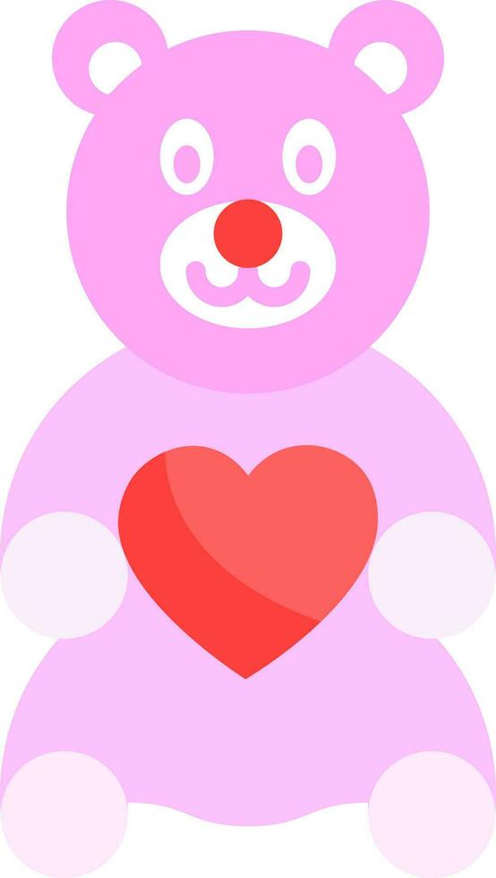 schattig teddy beer icoon in roze en rood kleur. vector