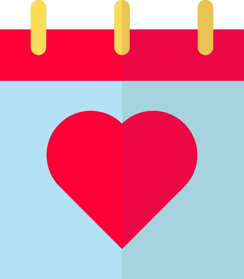 liefde en Valentijn evenement kalender icoon in blauw en rood kleur. vector