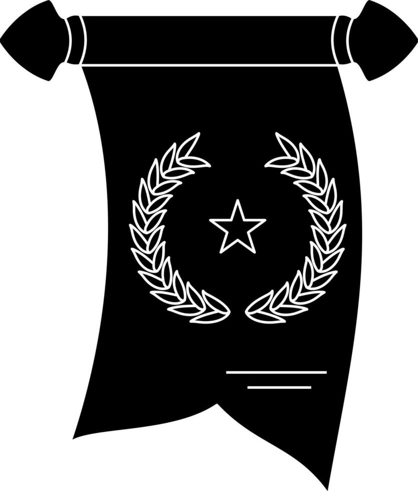 zwart en wit rol certificaat versierd met krans en ster. vector