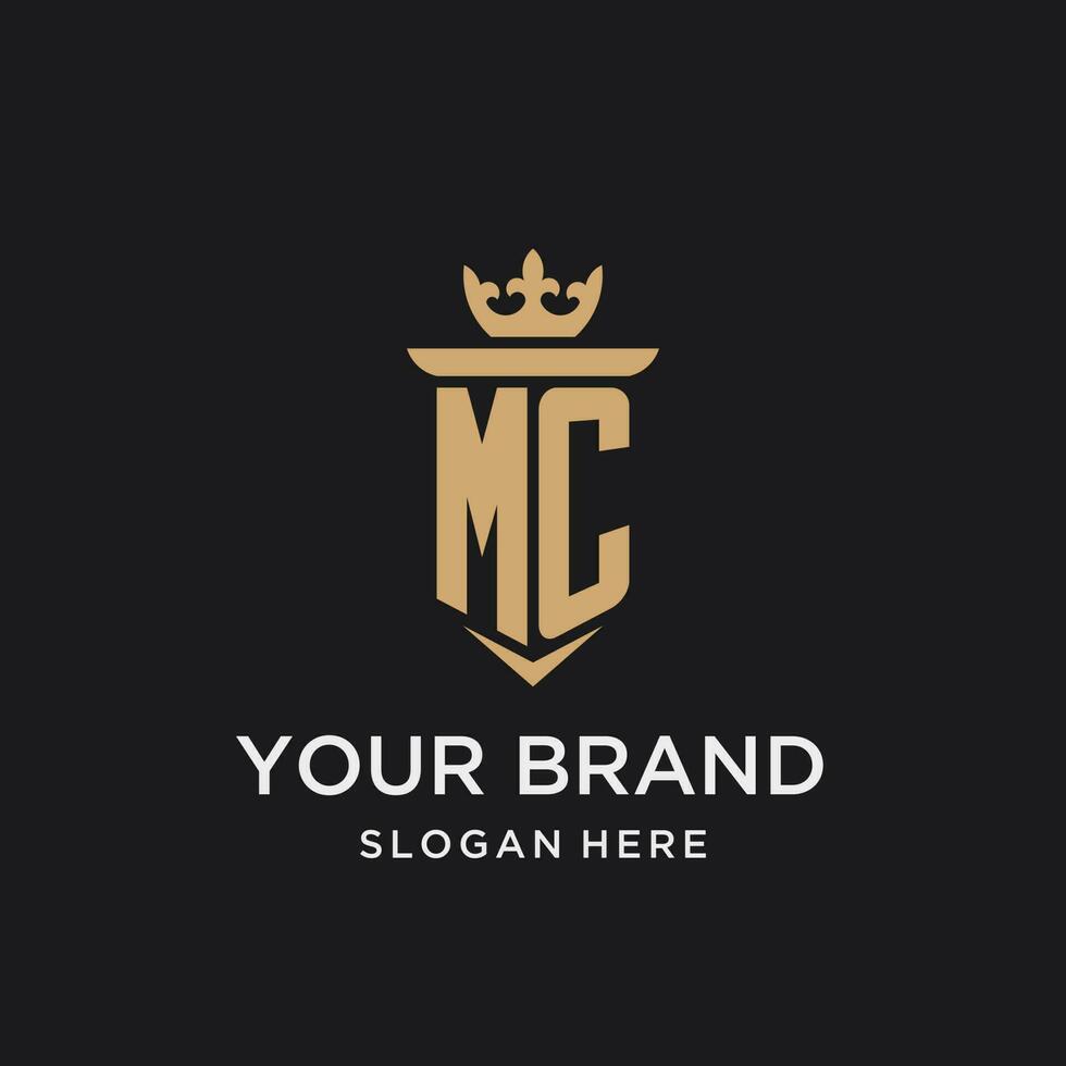 mc monogram met middeleeuws stijl, luxe en elegant eerste logo ontwerp vector