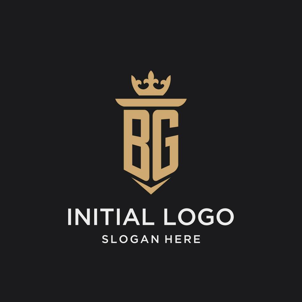 bg monogram met middeleeuws stijl, luxe en elegant eerste logo ontwerp vector