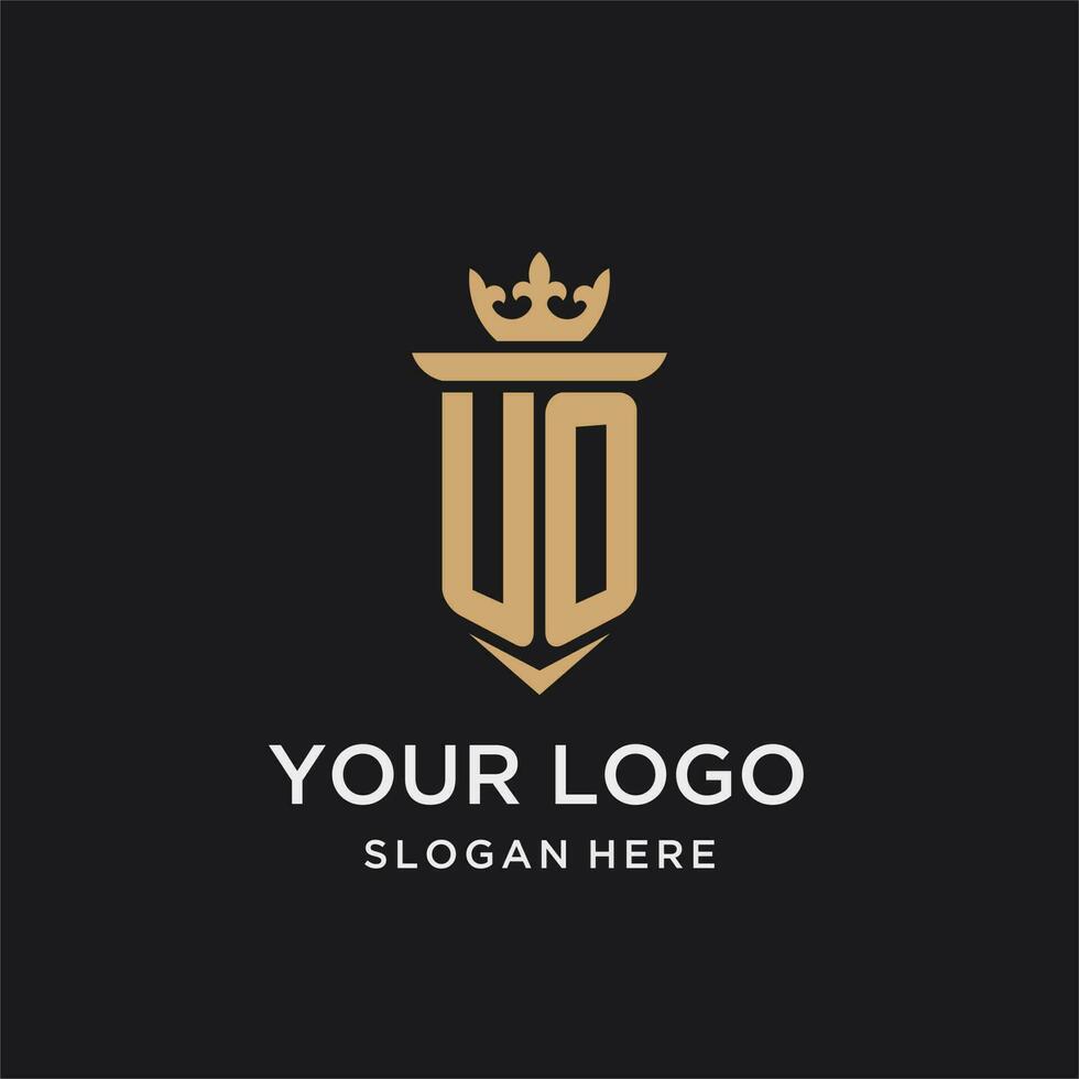 uo monogram met middeleeuws stijl, luxe en elegant eerste logo ontwerp vector