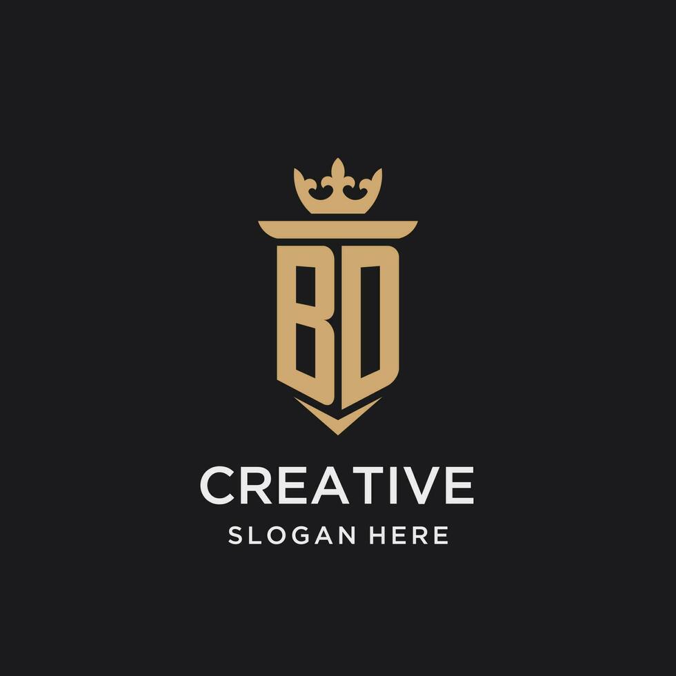 bd monogram met middeleeuws stijl, luxe en elegant eerste logo ontwerp vector