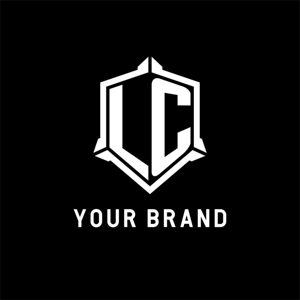 lc logo eerste met schild vorm ontwerp stijl vector
