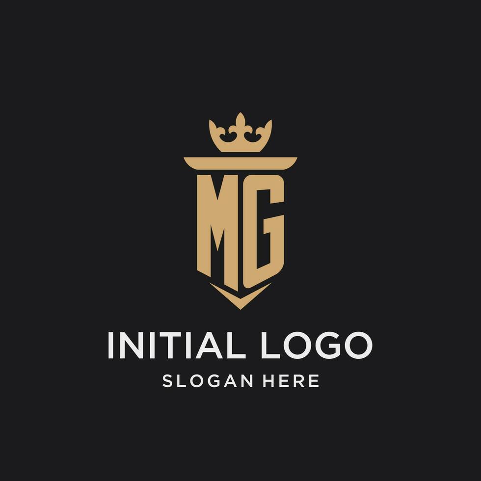 mg monogram met middeleeuws stijl, luxe en elegant eerste logo ontwerp vector