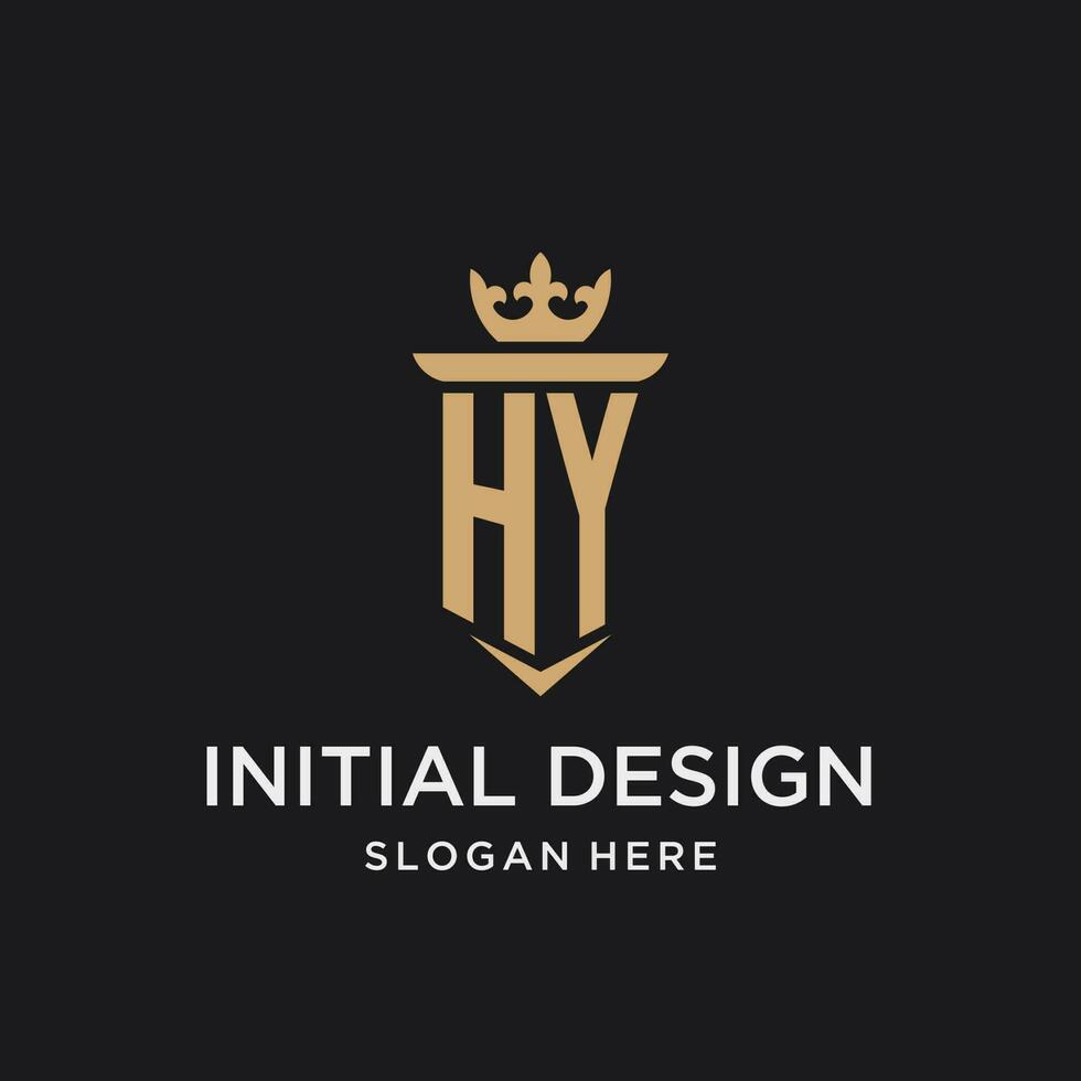 hoi monogram met middeleeuws stijl, luxe en elegant eerste logo ontwerp vector