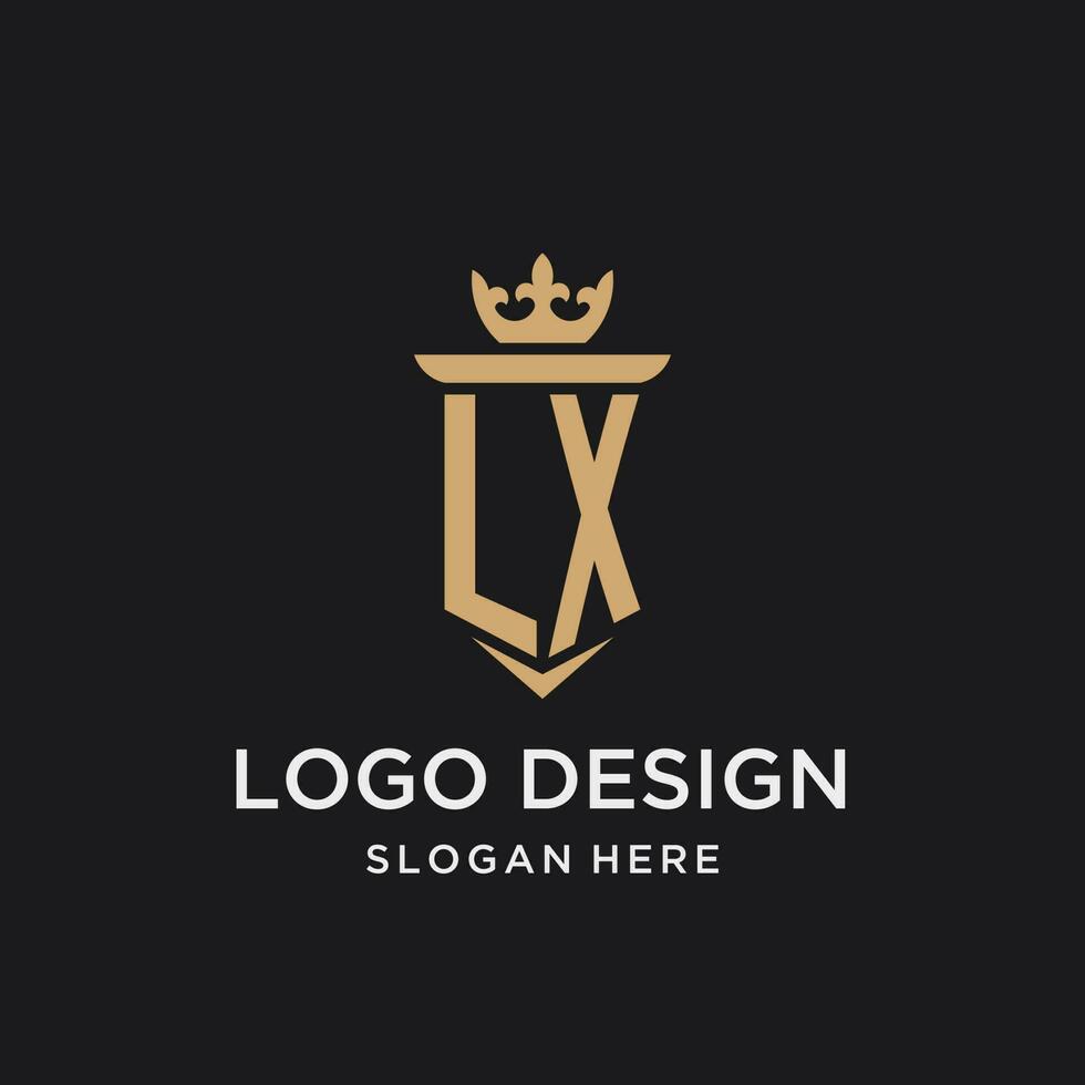 lx monogram met middeleeuws stijl, luxe en elegant eerste logo ontwerp vector