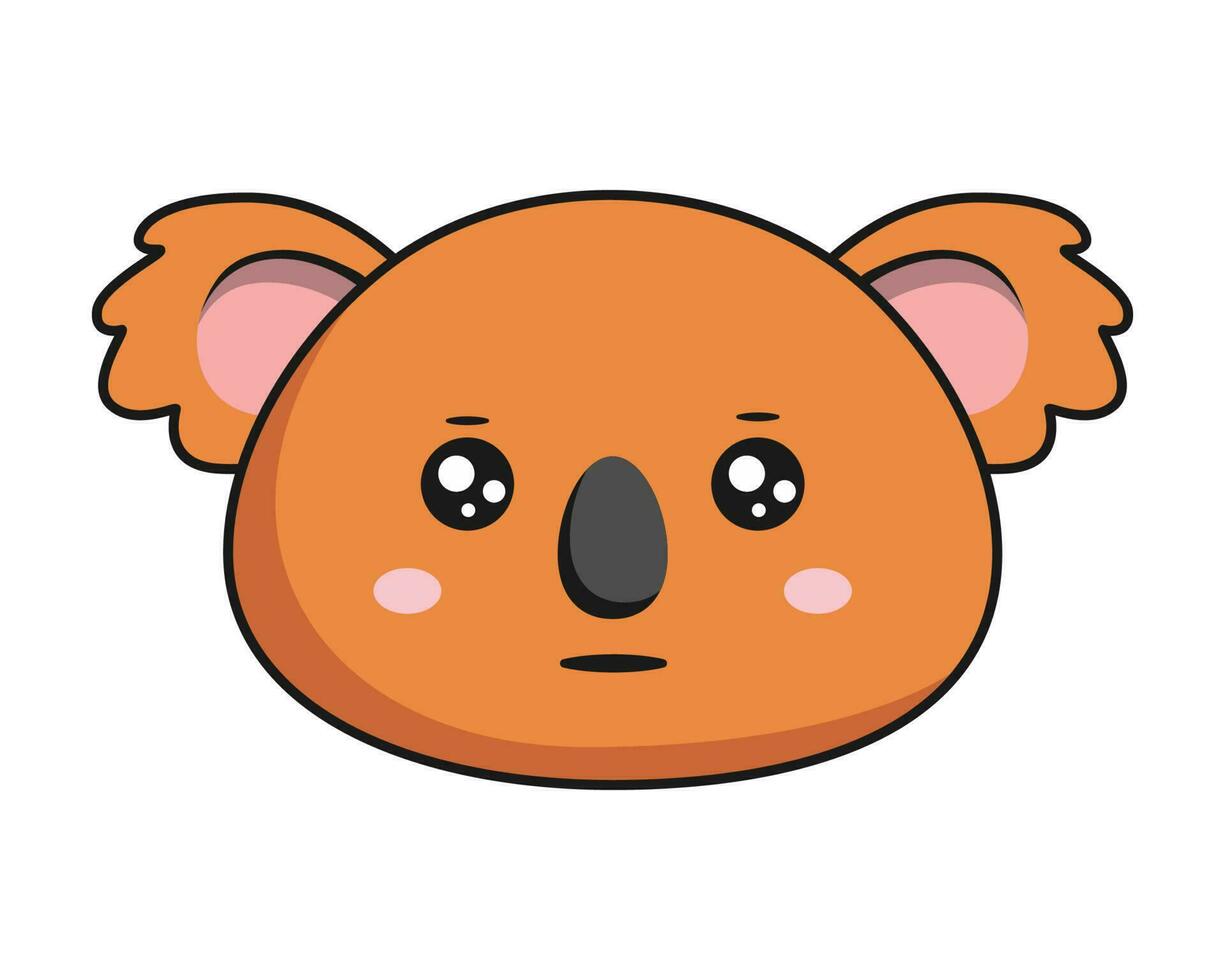 koala neutrale gezicht bruin koala sticker kawaii geïsoleerd vector