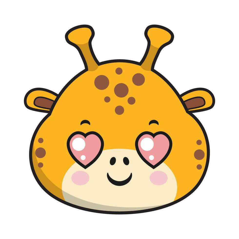 giraffe hart ogen gezicht sticker emoticon hoofd geïsoleerd vector