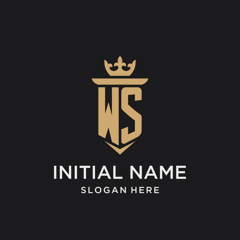 ws monogram met middeleeuws stijl, luxe en elegant eerste logo ontwerp vector