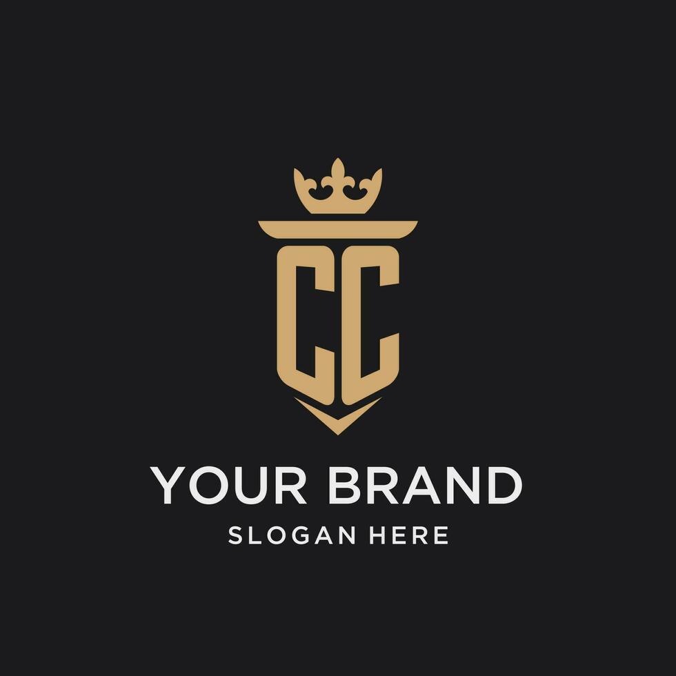 cc monogram met middeleeuws stijl, luxe en elegant eerste logo ontwerp vector