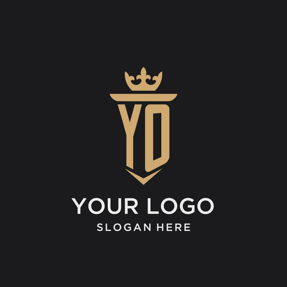 yo monogram met middeleeuws stijl, luxe en elegant eerste logo ontwerp vector