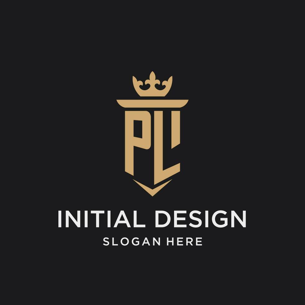 pl monogram met middeleeuws stijl, luxe en elegant eerste logo ontwerp vector