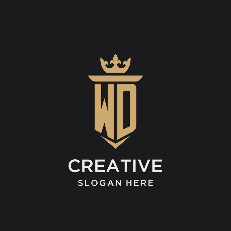 wd monogram met middeleeuws stijl, luxe en elegant eerste logo ontwerp vector