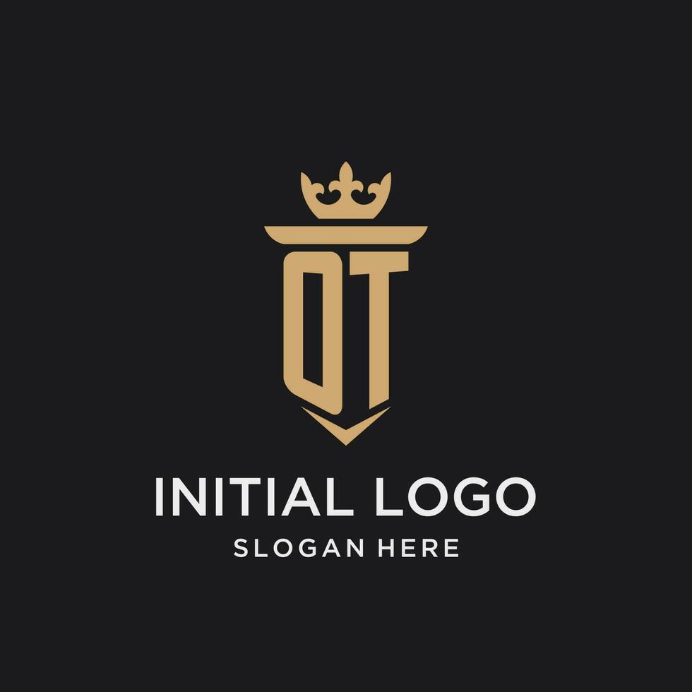 ot monogram met middeleeuws stijl, luxe en elegant eerste logo ontwerp vector