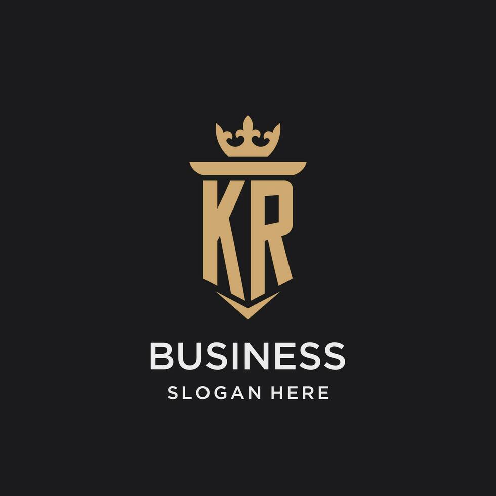 kr monogram met middeleeuws stijl, luxe en elegant eerste logo ontwerp vector