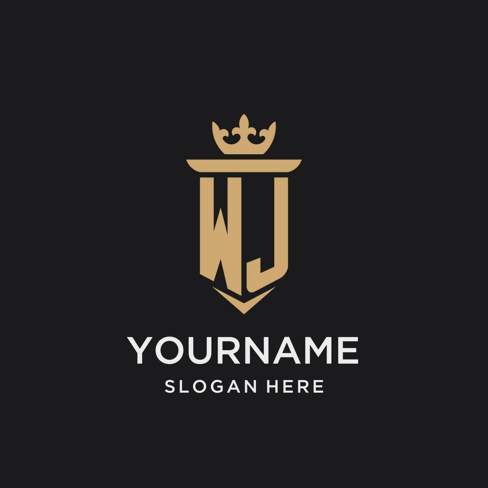 wj monogram met middeleeuws stijl, luxe en elegant eerste logo ontwerp vector