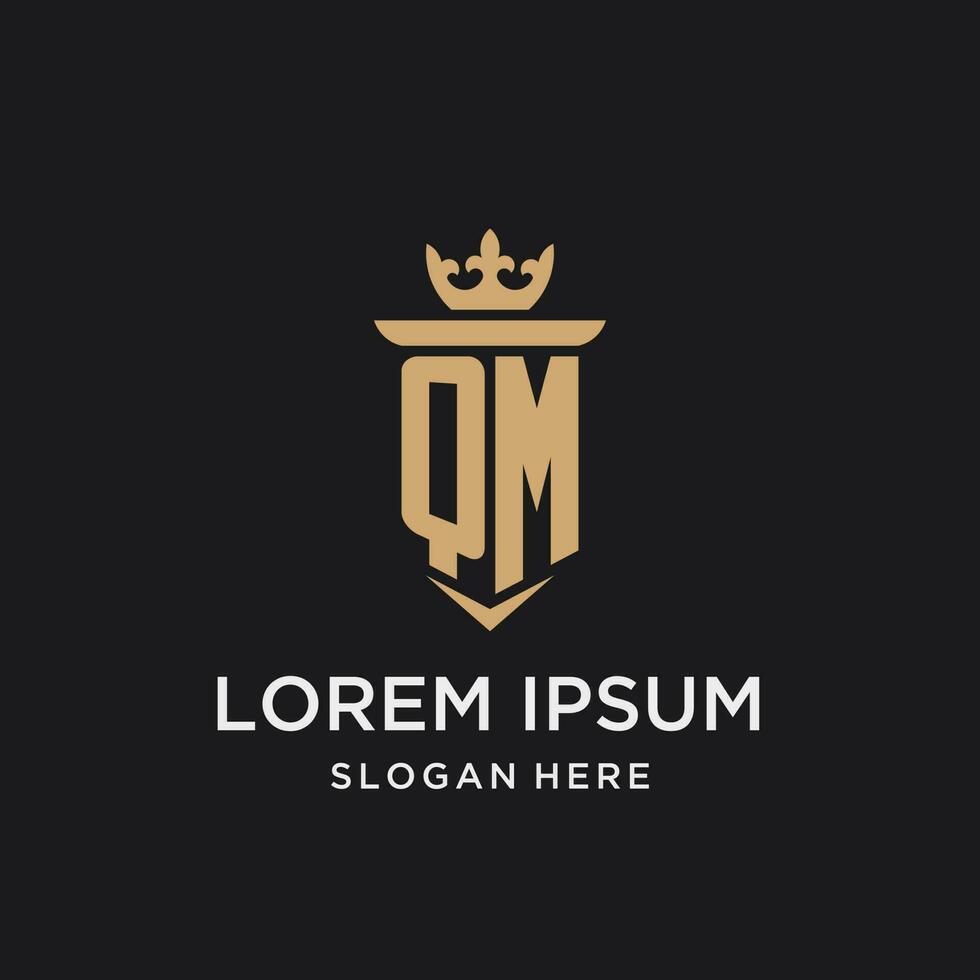 qm monogram met middeleeuws stijl, luxe en elegant eerste logo ontwerp vector